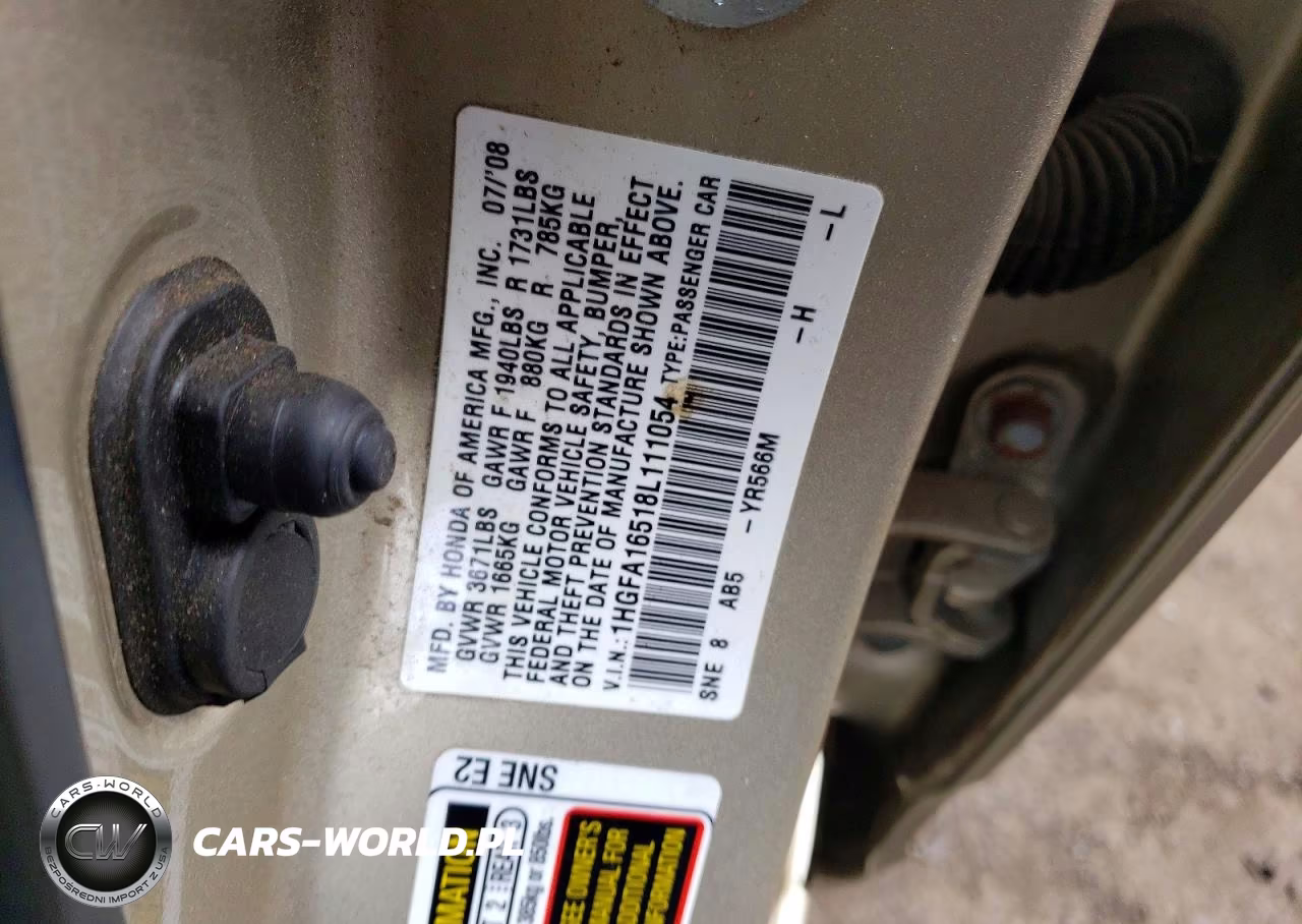 2008 Honda Civic Lx VIN:1HGFA16518L111054 - 12