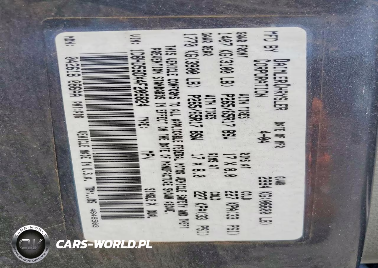 2004 Dodge Durango Limited VIN:1D8HD58DX4F208824 - 13