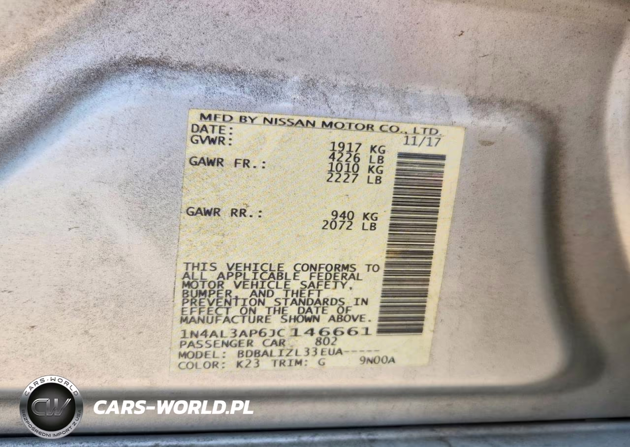 2018 Nissan Altima 2.5 Sv VIN:1N4AL3AP6JC146661 - 12