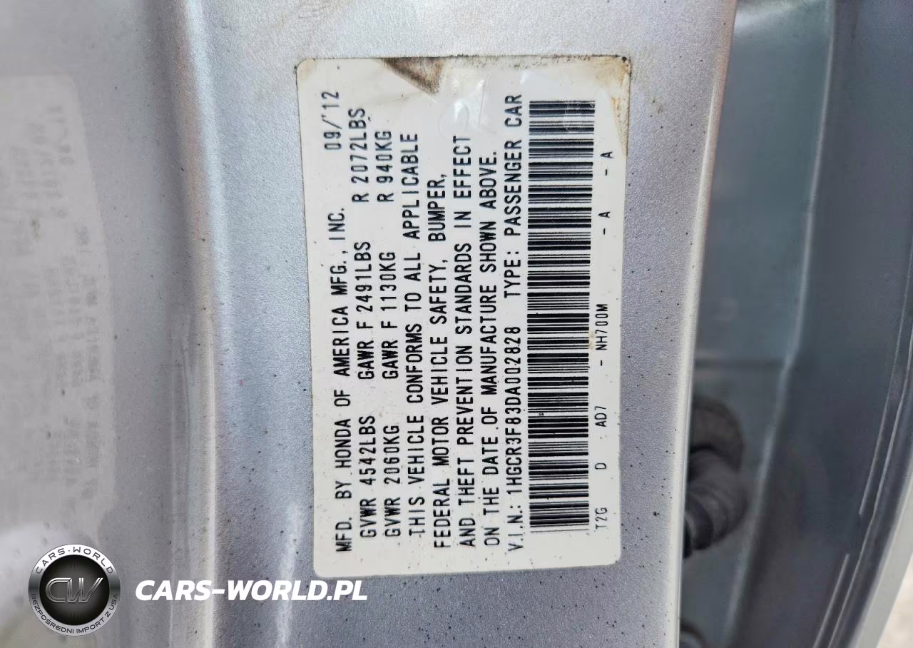 2013 Honda Accord Exl VIN:1HGCR3F83DA002828 - 12