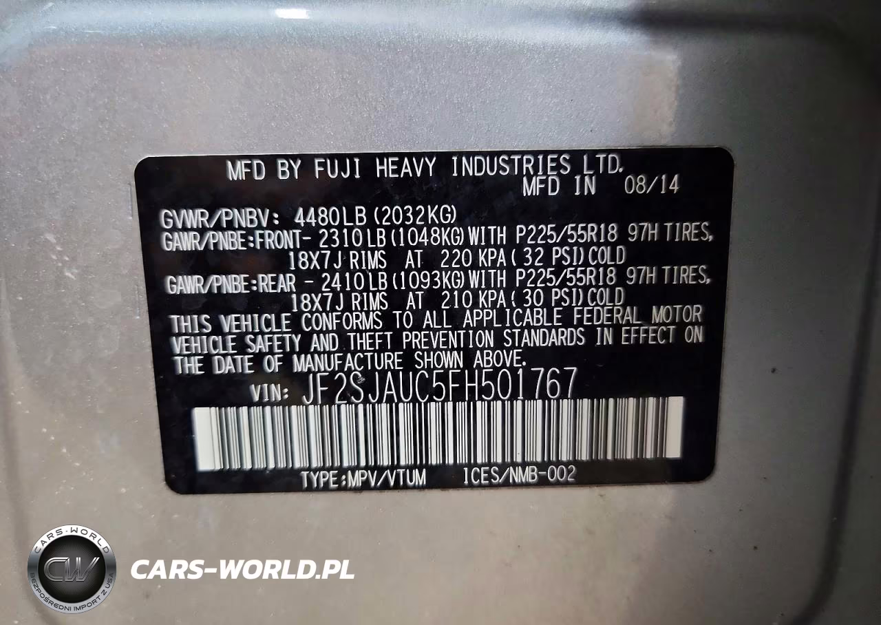 2015 Subaru Forester 2.5I Touring VIN:JF2SJAUC5FH501767 - 12