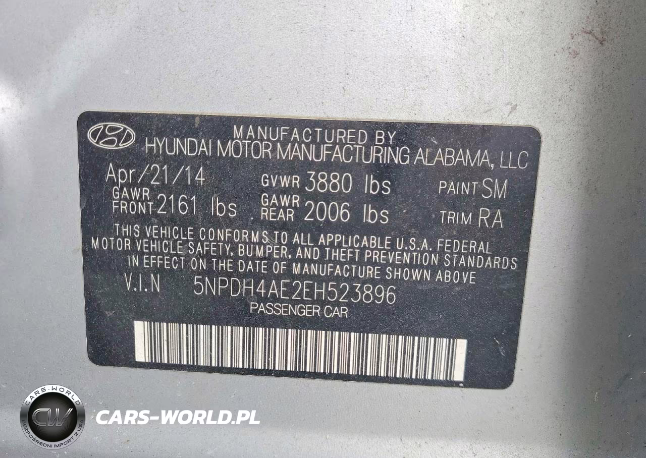 2014 Hyundai Elantra Se VIN:5NPDH4AE2EH523896 - 12