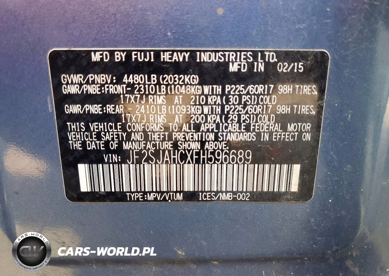 2015 Subaru Forester 2.5I Limited VIN:JF2SJAHCXFH596689 - 14