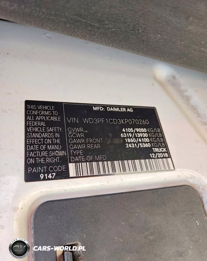 2019 Mercedes-Benz Sprinter 2500-3500 Delivery Van VIN:WD3PF1CD3KP070260 - 13