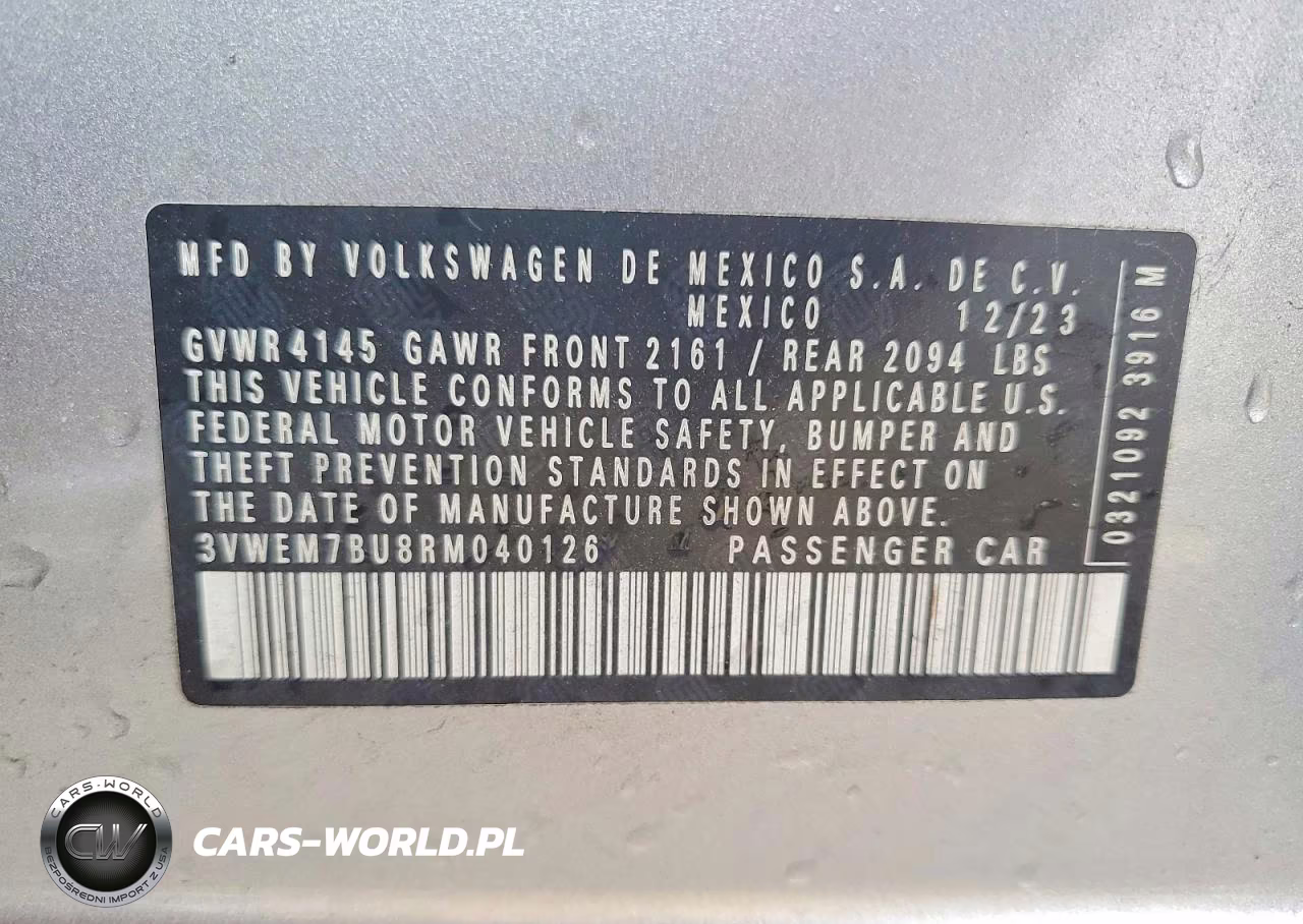 2024 Volkswagen Jetta Se VIN:3VWEM7BU8RM040126 - 12