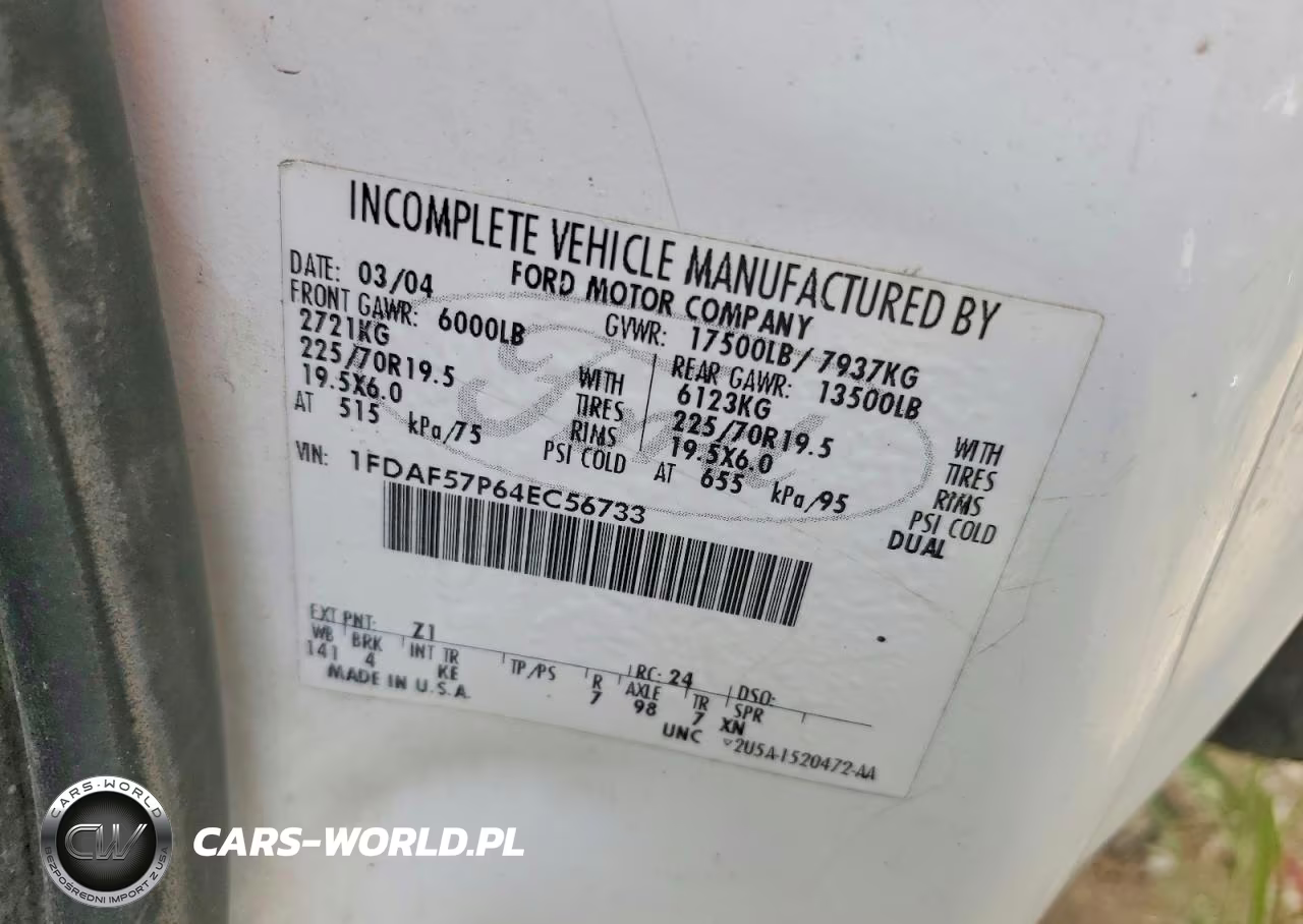 2004 Ford F550 Super Duty VIN:1FDAF57P64EC56733 - 12