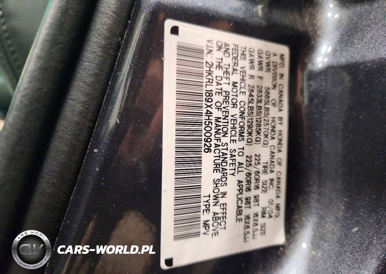 2004 Honda Odyssey Exl VIN:2HKRL189X4H500926 - 13