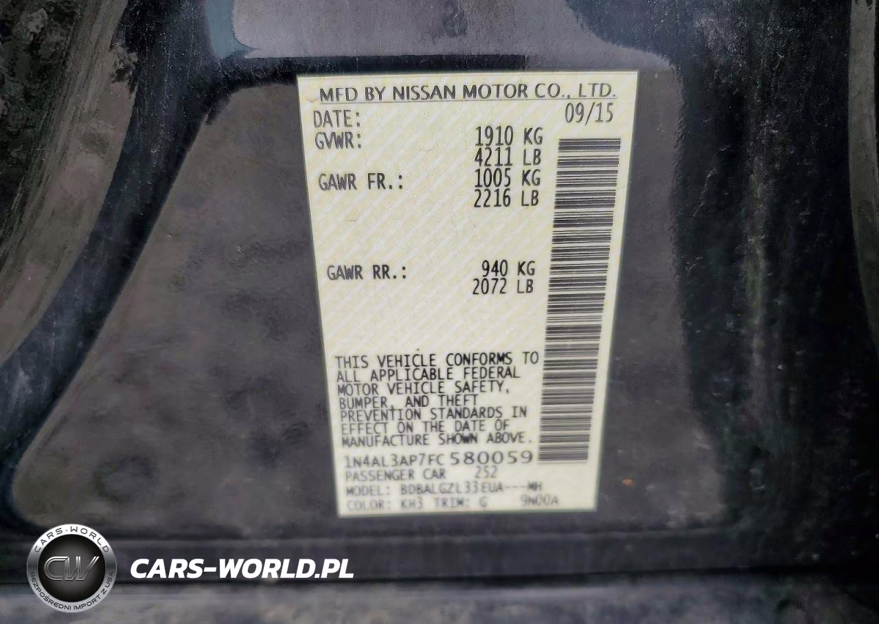2015 Nissan Altima 2.5 S VIN:1N4AL3AP7FC580059 - 12