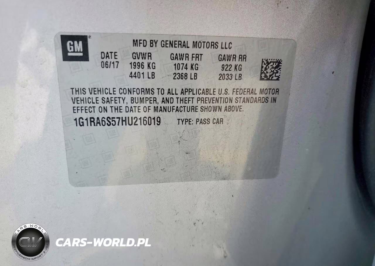 2017 Chevrolet Volt Lt VIN:1G1RA6S57HU216019 - 12