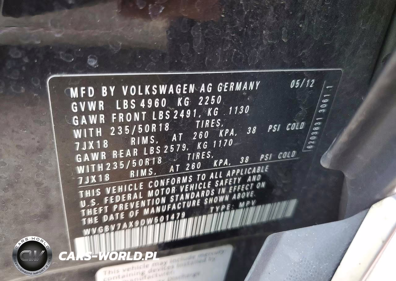 2013 Volkswagen Tiguan S VIN:WVGBV7AX9DW501479 - 13