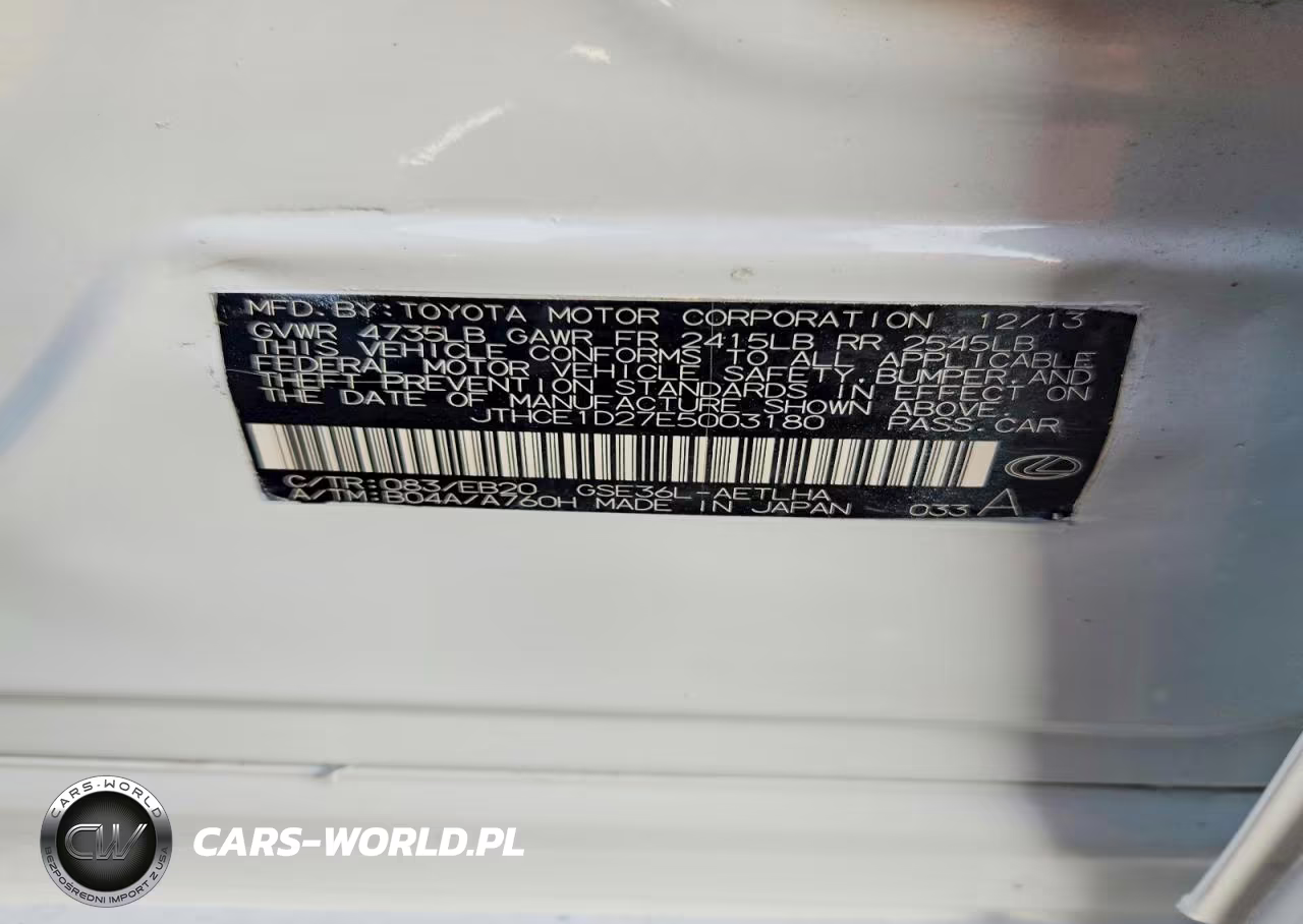 2014 Lexus Is 350 VIN:JTHCE1D27E5003180 - 12