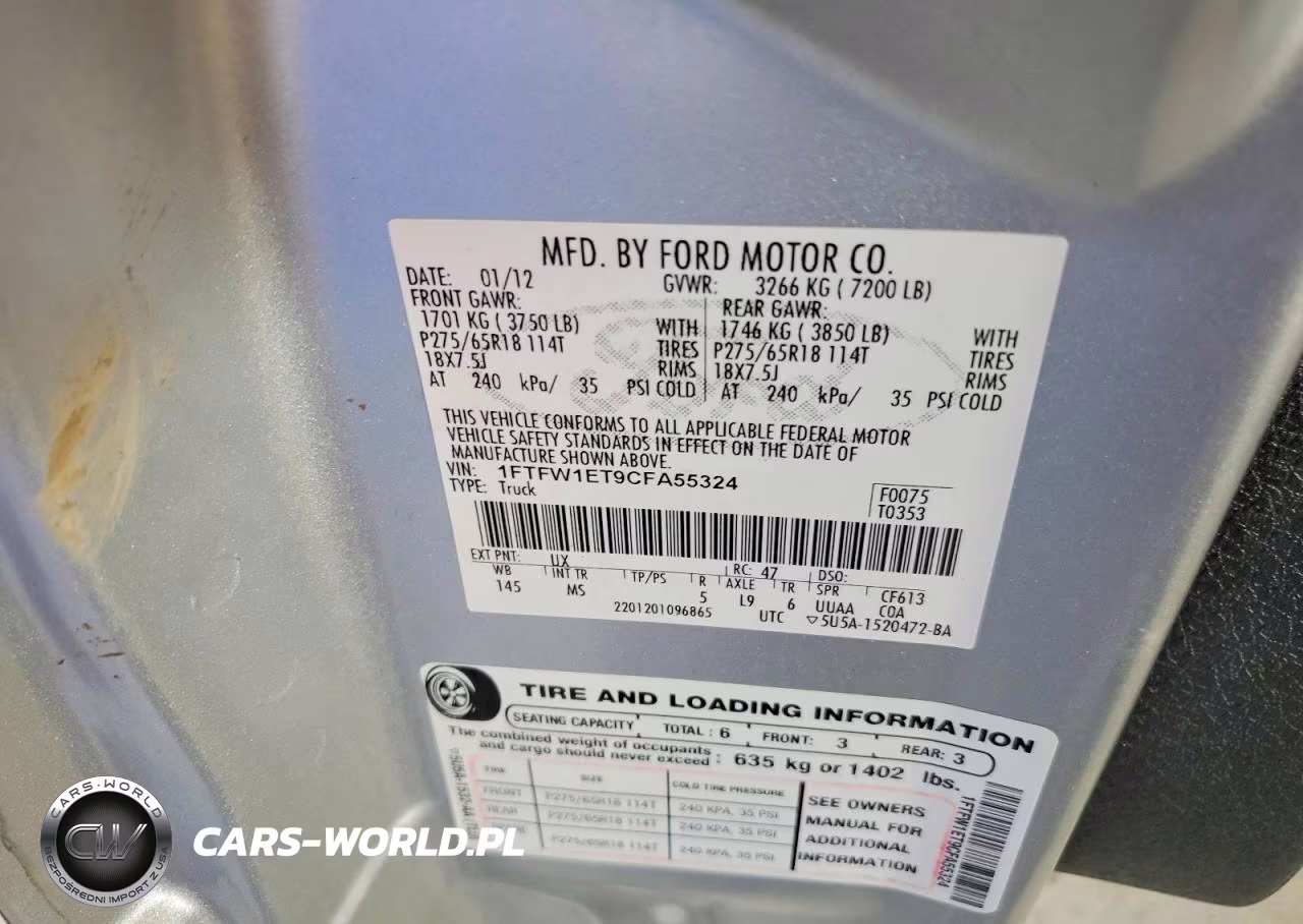 2012 Ford F150 Supercrew VIN:1FTFW1ET9CFA55324 - 12