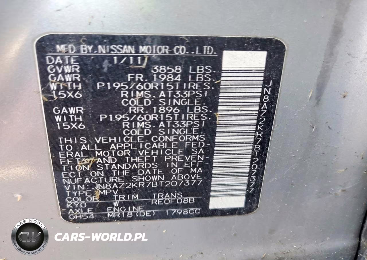 2011 Nissan Cube 1.8 VIN:JN8AZ2KR7BT207377 - 12