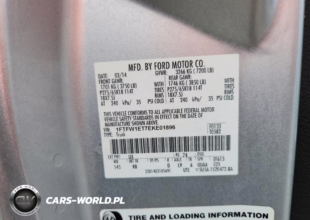 2014 Ford F150 Supercrew VIN:1FTFW1ET7EKE01896 - 12
