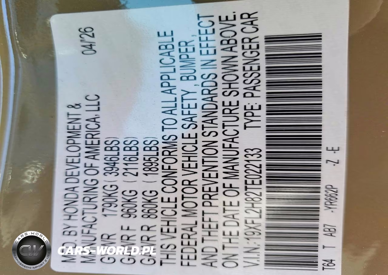 2026 Honda Civic Sport VIN:19XFL2H82TE022133 - 12