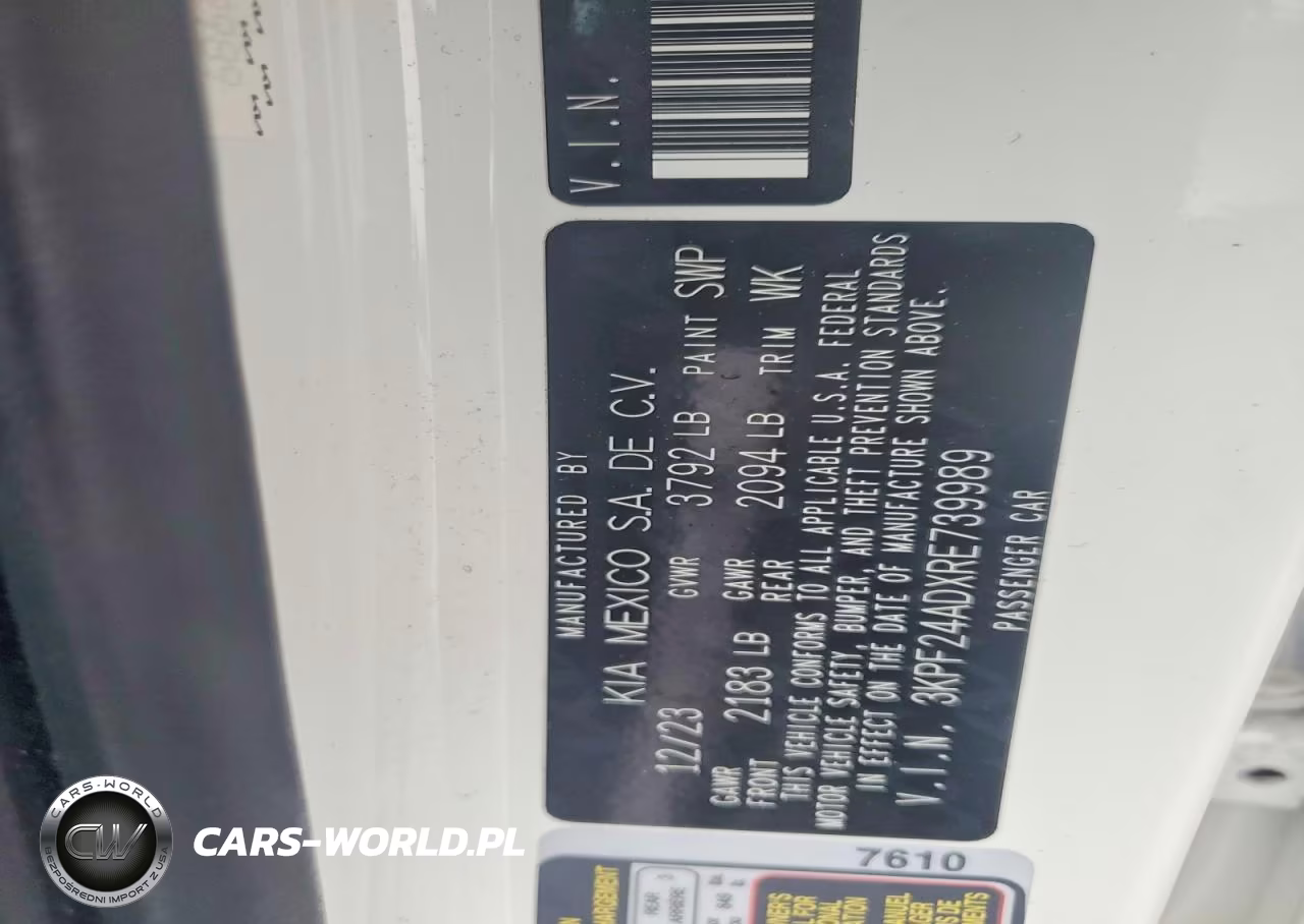 2024 Kia Forte Lxs VIN:3KPF24ADXRE739989 - 12