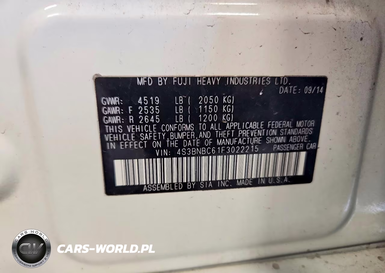 2015 Subaru Legacy 2.5I Premium VIN:4S3BNBC61F3022215 - 12