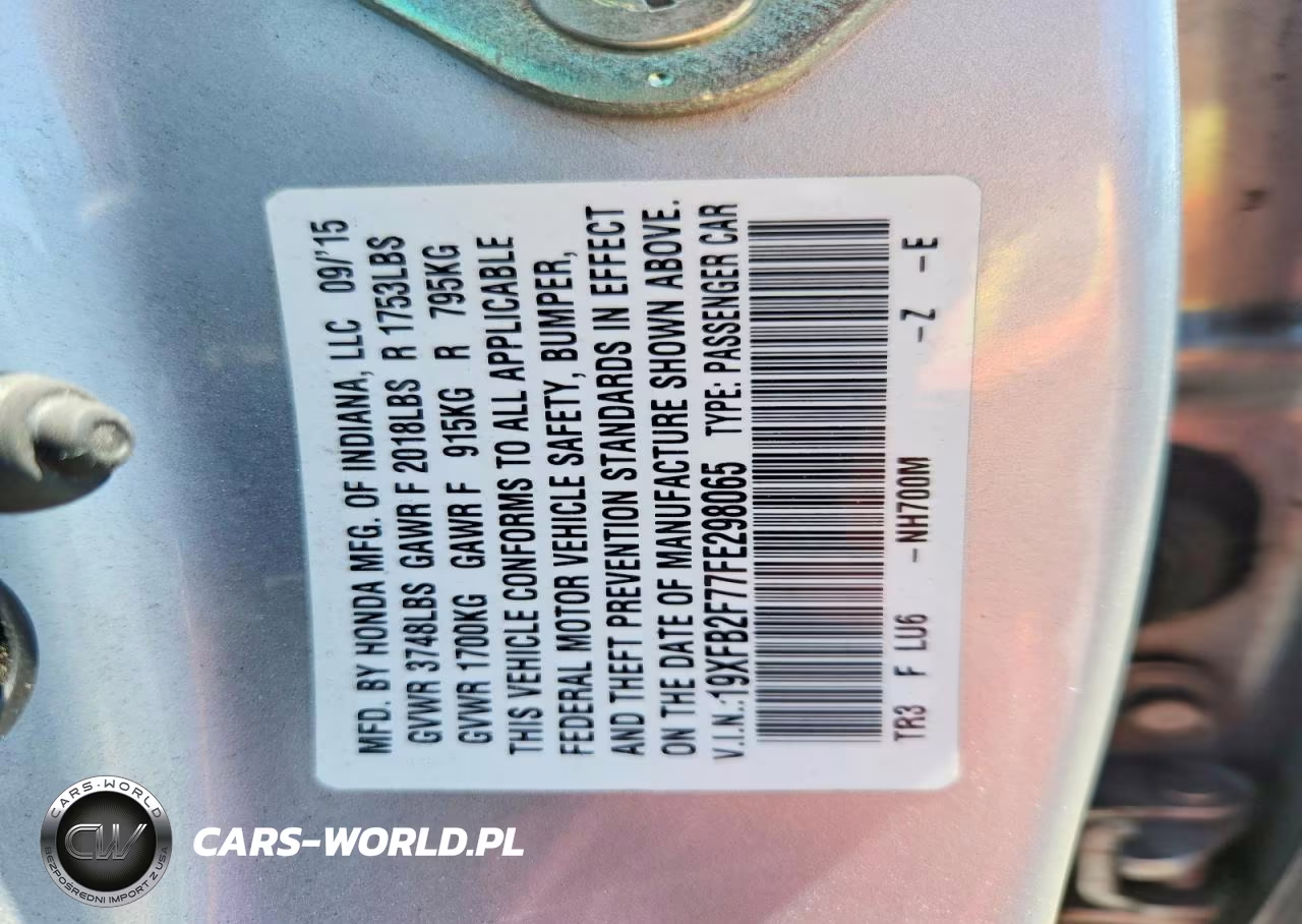 2015 Honda Civic Se VIN:19XFB2F77FE298065 - 12