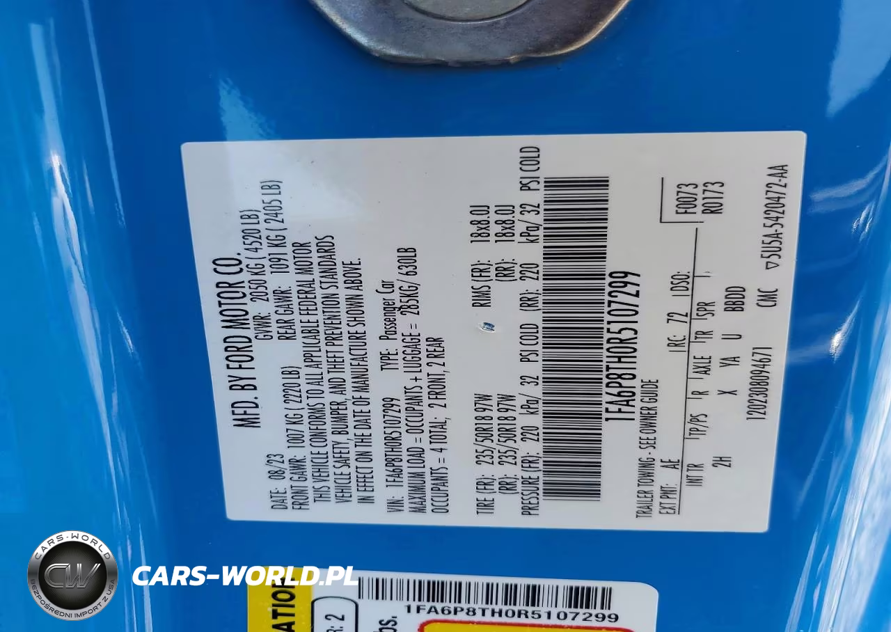 2024 Ford Mustang VIN:1FA6P8TH0R5107299 - 12