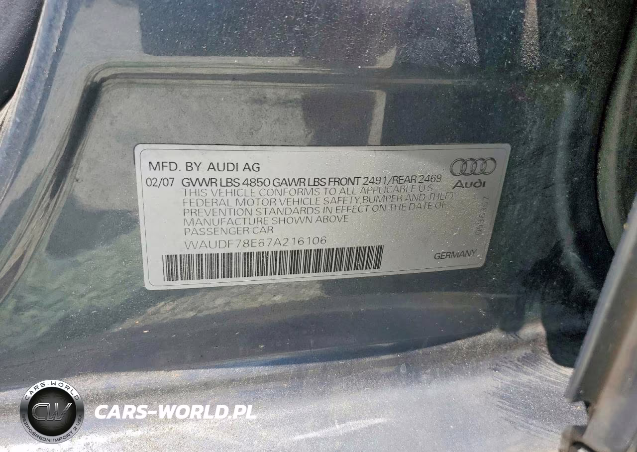 2007 Audi A4 2.0T Quattro VIN:WAUDF78E67A216106 - 12