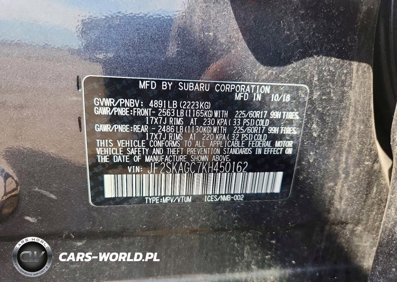 2019 Subaru Forester Premium VIN:JF2SKAGC7KH450162 - 12