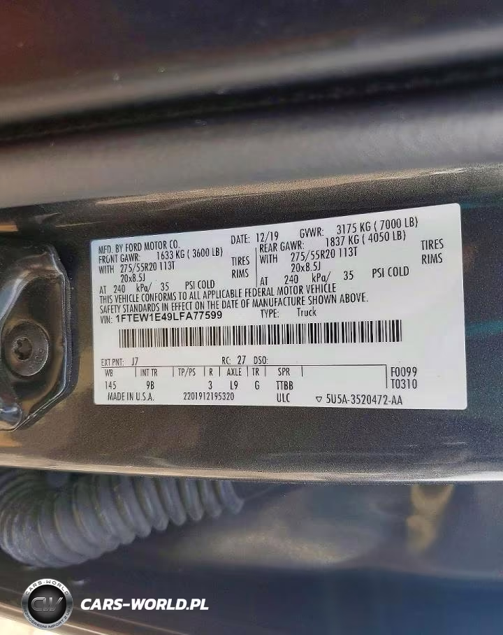 2020 Ford F150 Supercrew VIN:1FTEW1E49LFA77599 - 12