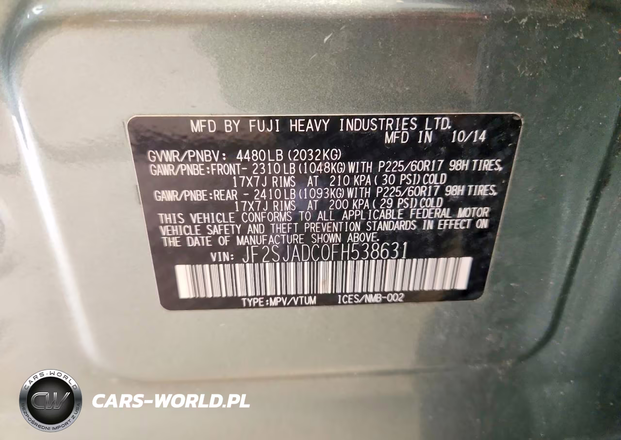 2015 Subaru Forest 2.5 VIN:JF2SJADC0FH538631 - 13