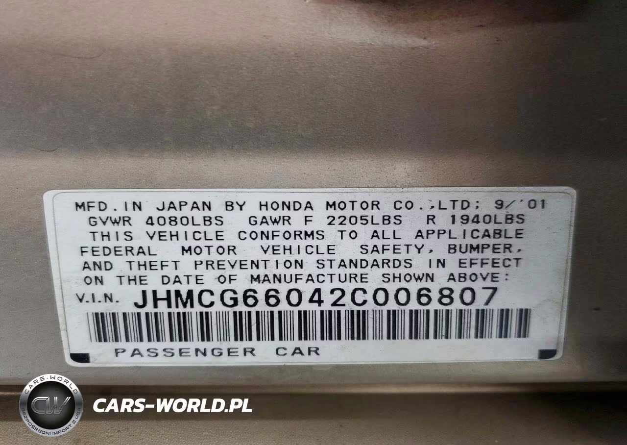 2002 HONDA ACCORD 2.3 EX VIN:JHMCG66042C006807 - 13