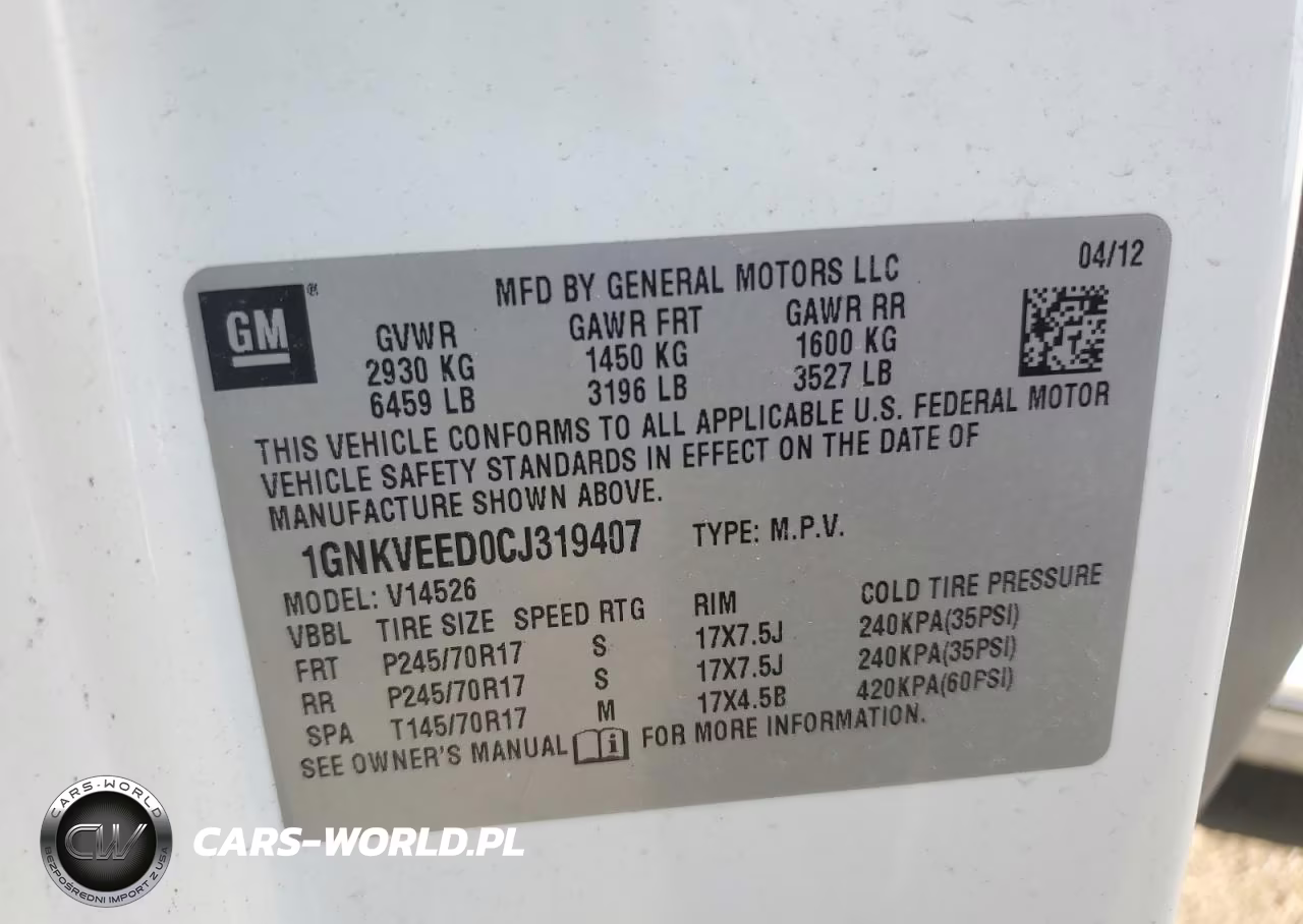 2012 Chevrolet Traverse Ls VIN:1GNKVEED0CJ319407 - 14