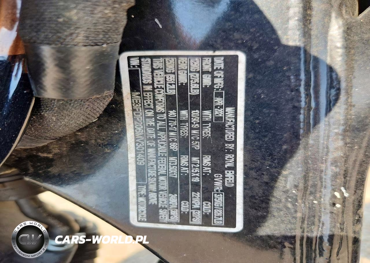 2021 Royal Enfield Meteor VIN:ME3FDP206MV301409 - 9