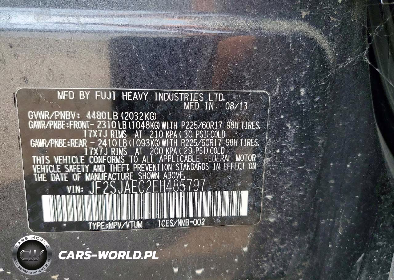 2014 Subaru Forester 2.5I Premium VIN:JF2SJAEC2EH485797 - 13