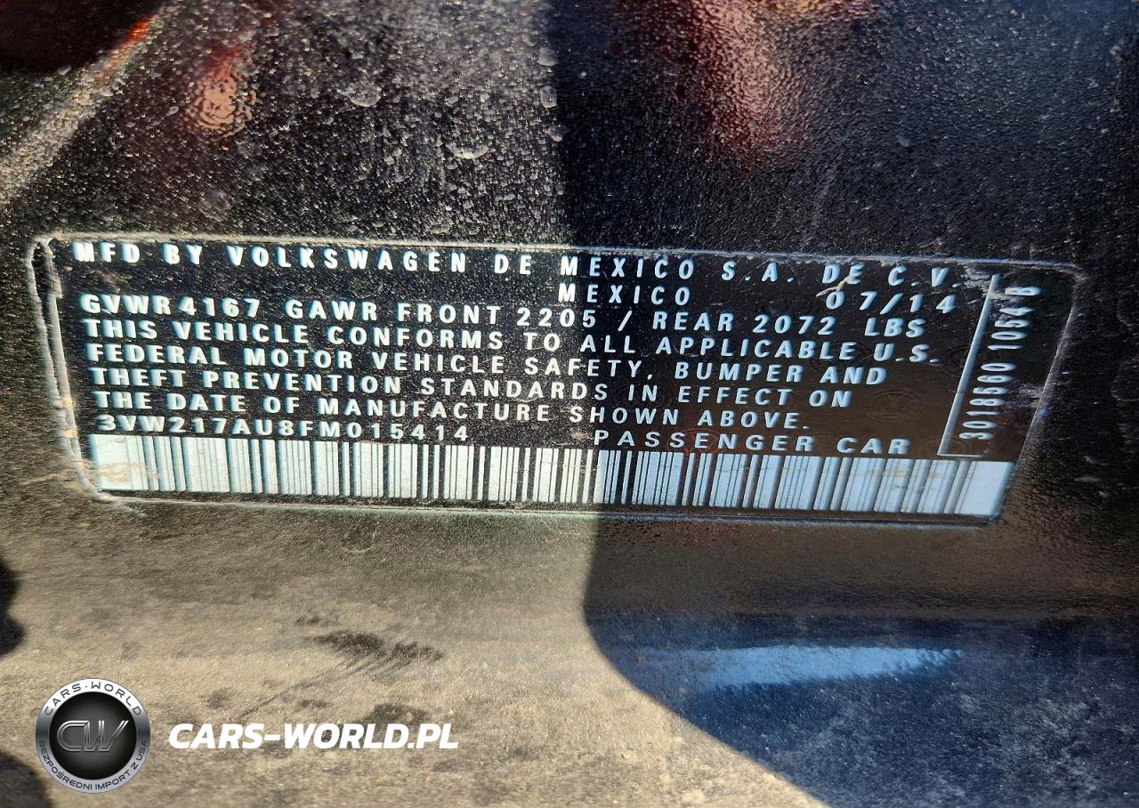 2015 Volkswagen Golf VIN:3VW217AU8FM015414 - 12
