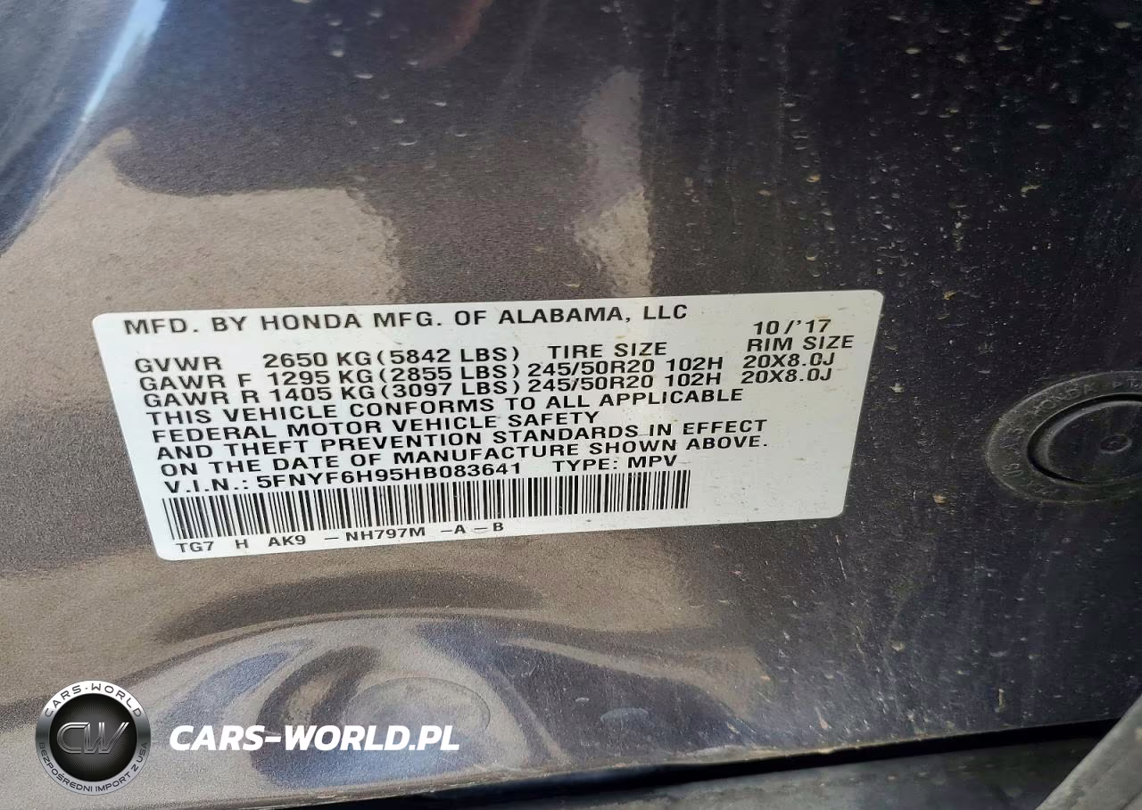2017 Honda Pilot Touring VIN:5FNYF6H95HB083641 - 12