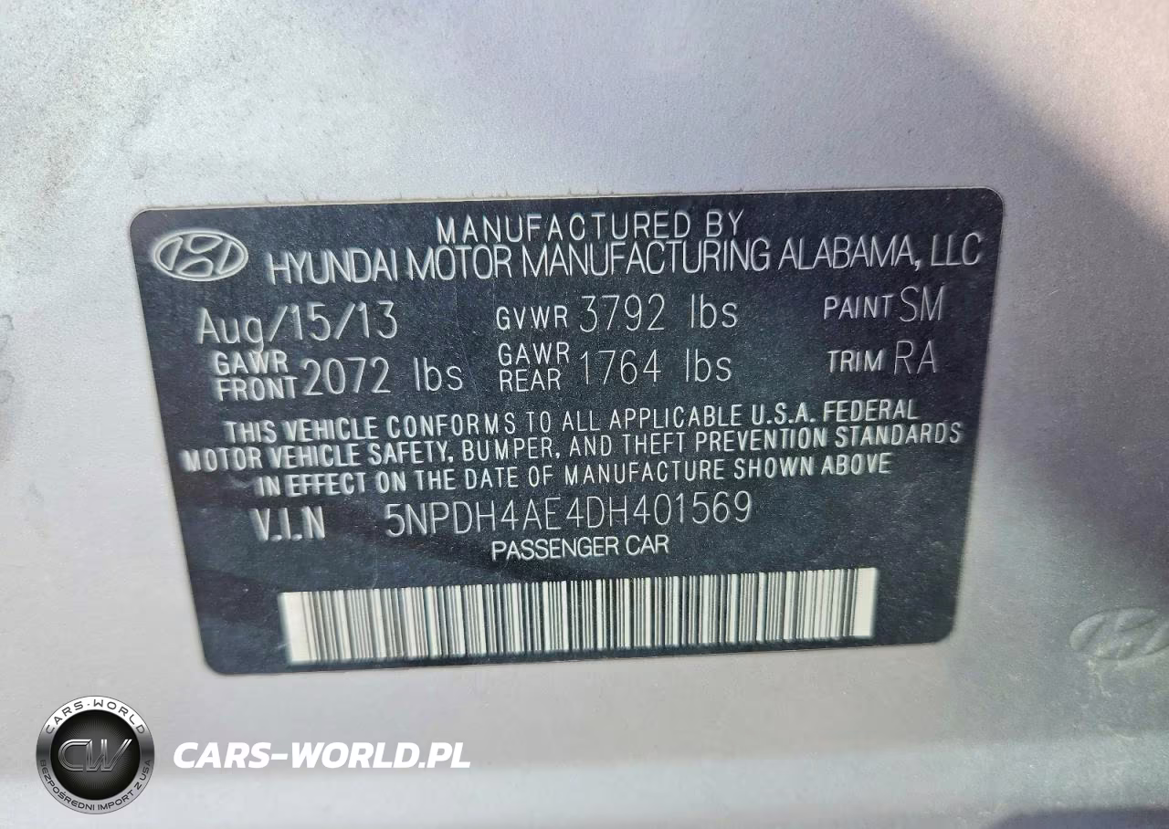 2013 Hyundai Elantra Gls VIN:5NPDH4AE4DH401569 - 12