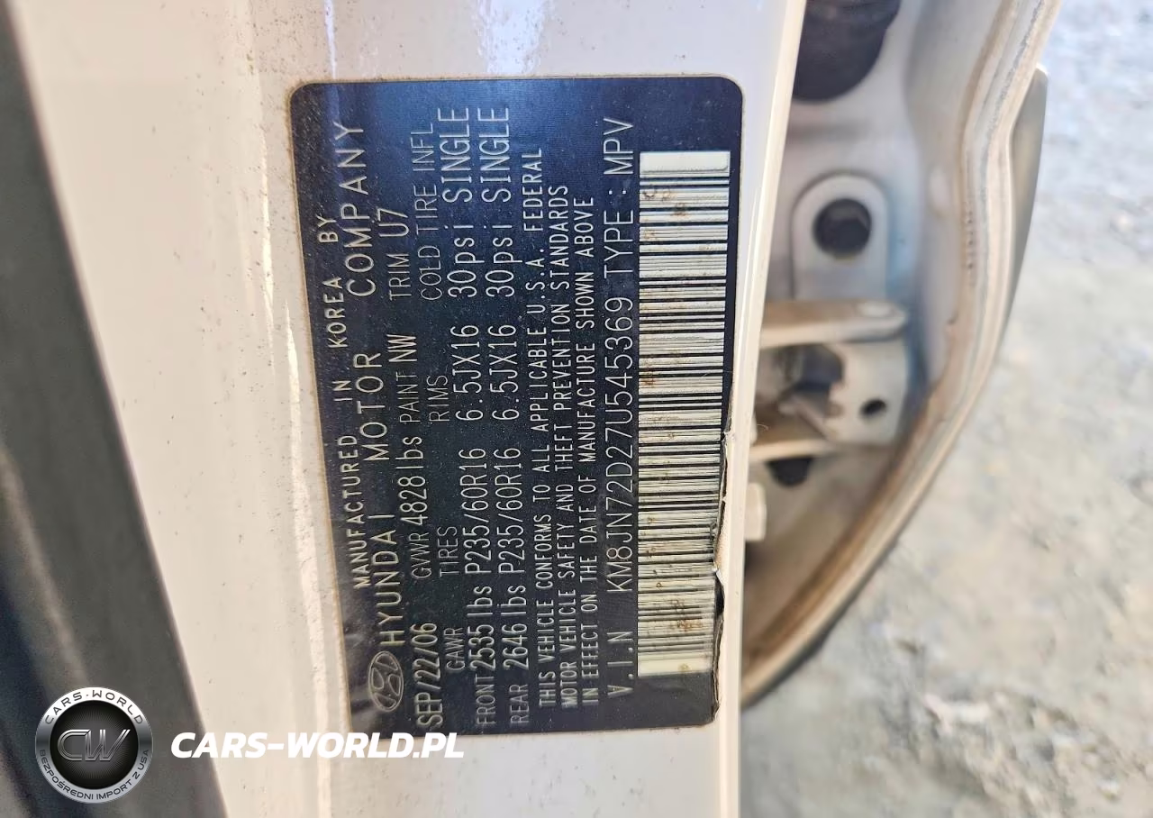 2007 Hyundai Tucson Se VIN:KM8JN72D27U545369 - 13