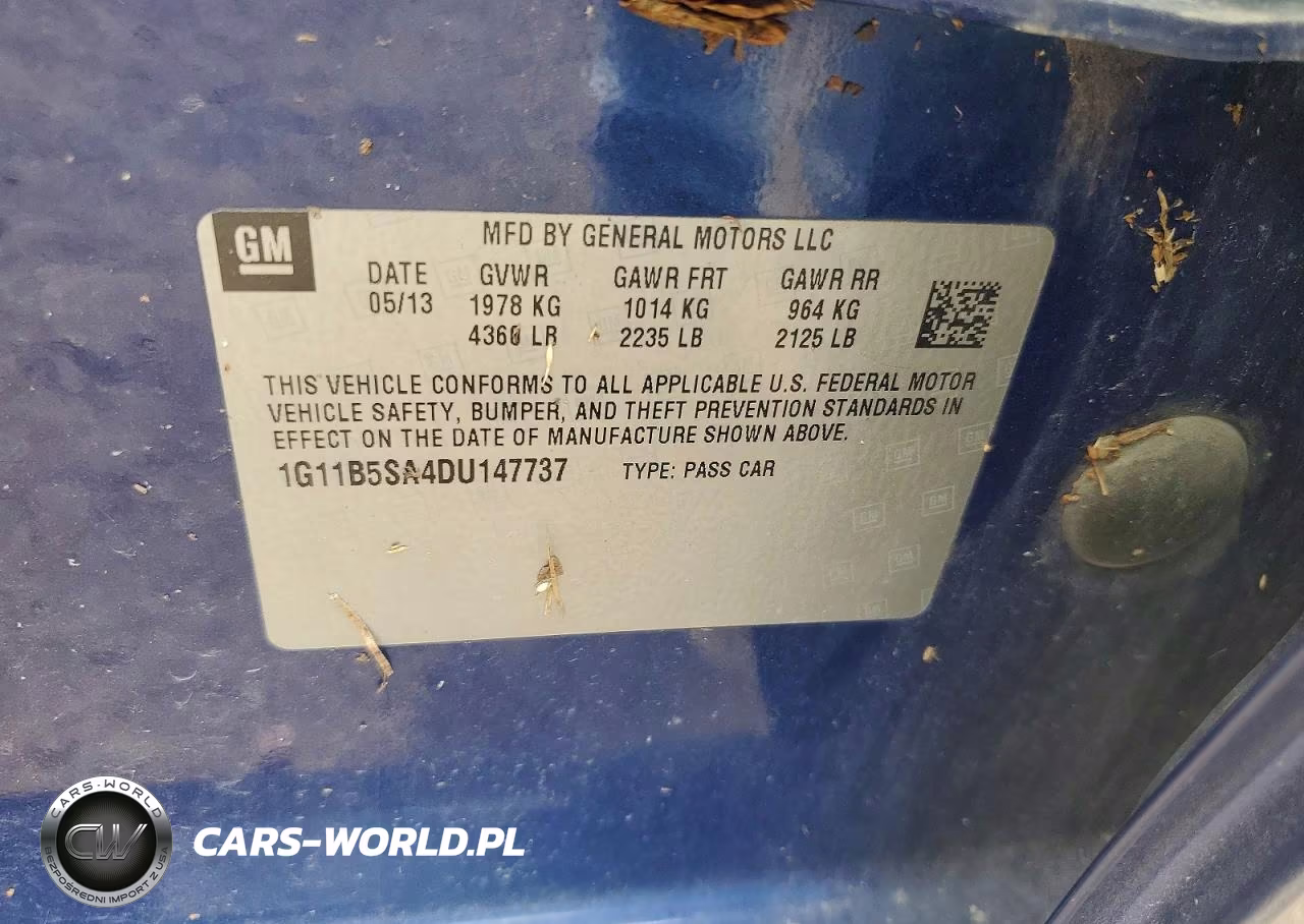 2013 Chevrolet Malibu Ls VIN:1G11B5SA4DU147737 - 12