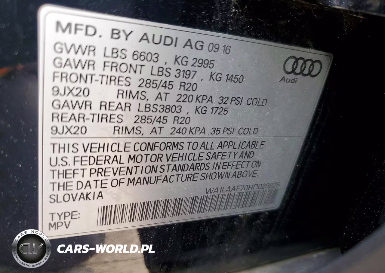 2017 Audi Q7 Premium Plus VIN:WA1LAAF70HD029825 - 13