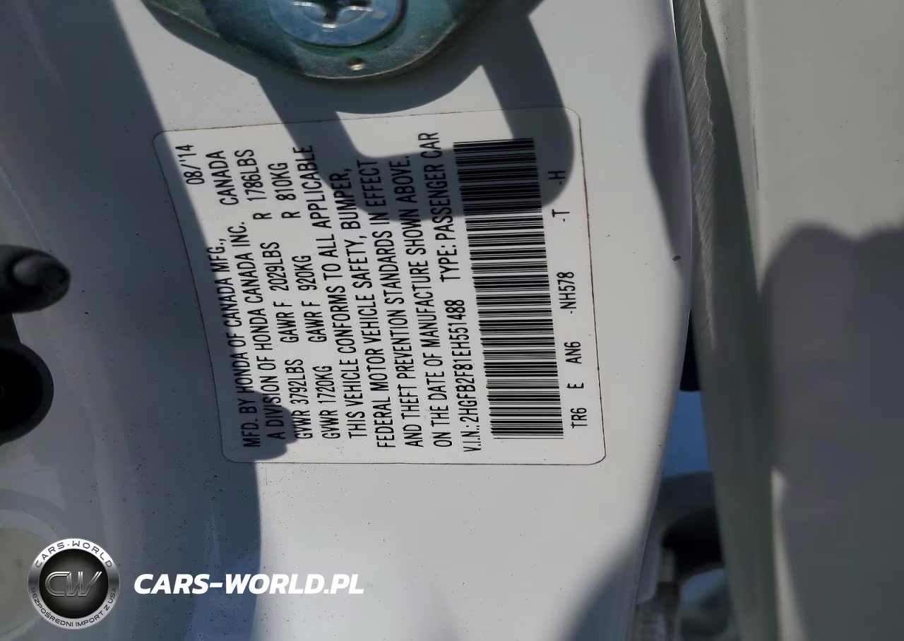 2014 Honda Civic Ex VIN:2HGFB2F81EH551488 - 12