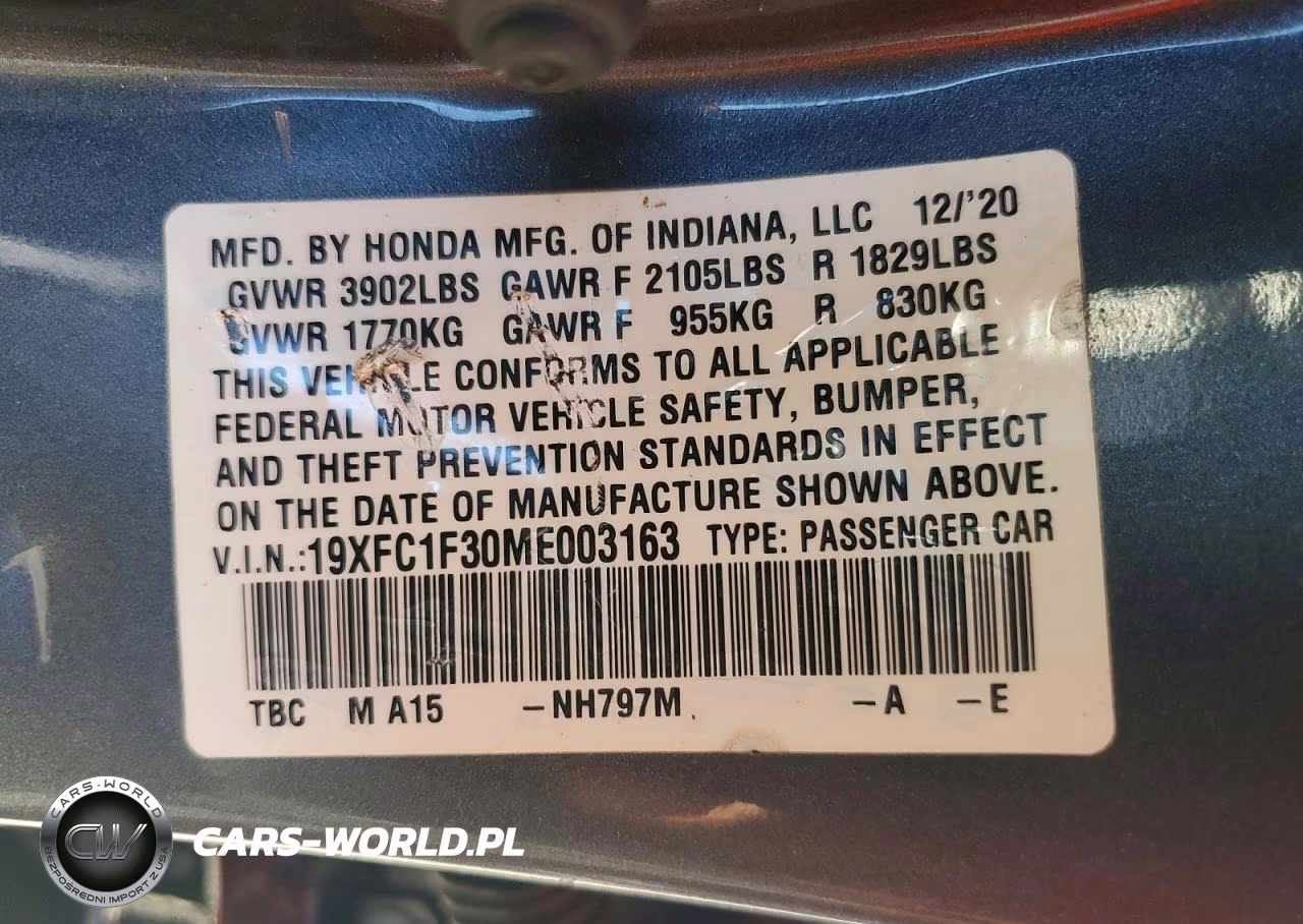 2021 Honda Civic Ex VIN:19XFC1F30ME003163 - 12