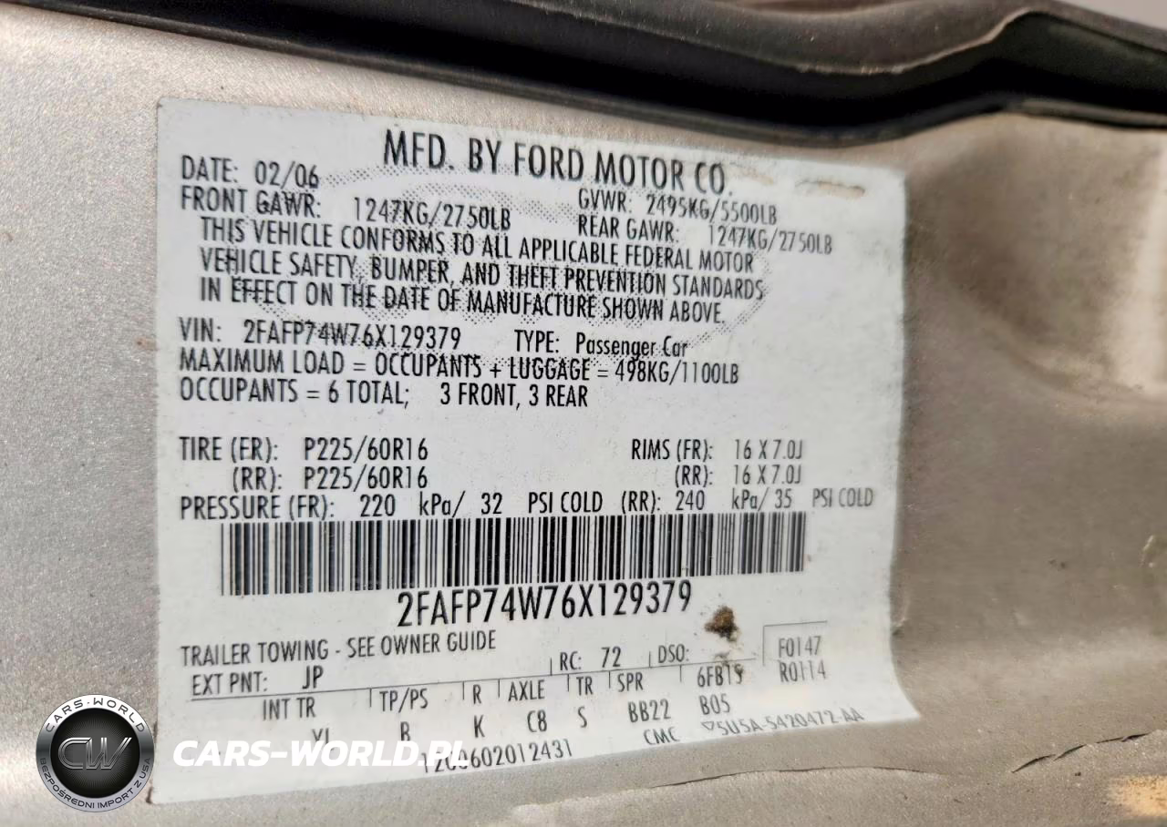2006 Ford Crown Victoria Lx VIN:2FAFP74W76X129379 - 12