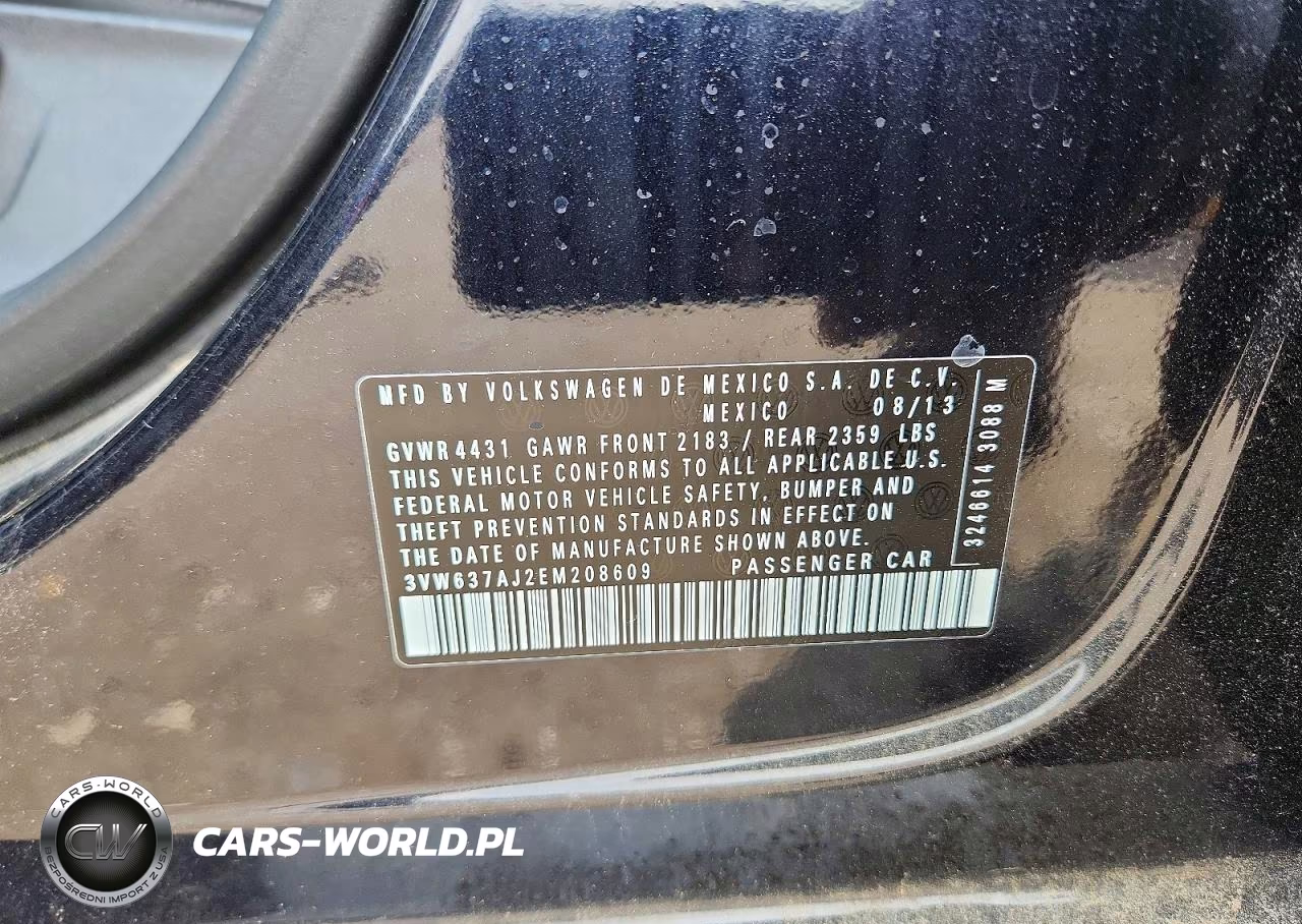 2014 Volkswagen Jetta Hybrid VIN:3VW637AJ2EM208609 - 12