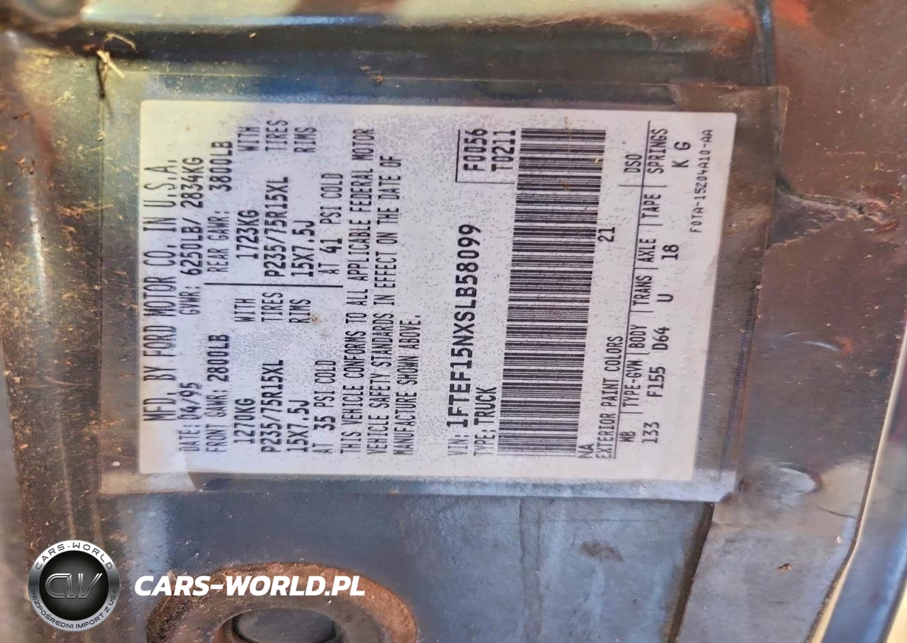 1995 Ford F150 VIN:1FTEF15NXSLB58099 - 12