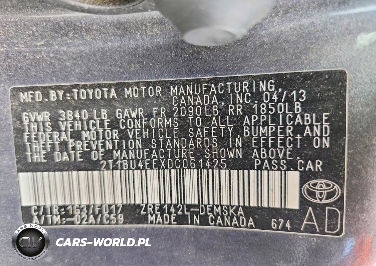 2013 Toyota Corolla S VIN:2T1BU4EEXDC061425 - 12