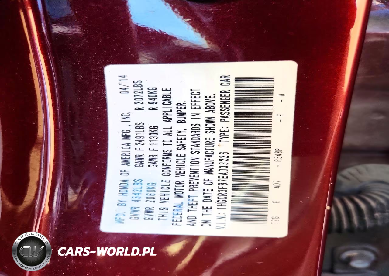 2014 Honda Accord Exl VIN:1HGCR3F87EA033226 - 13