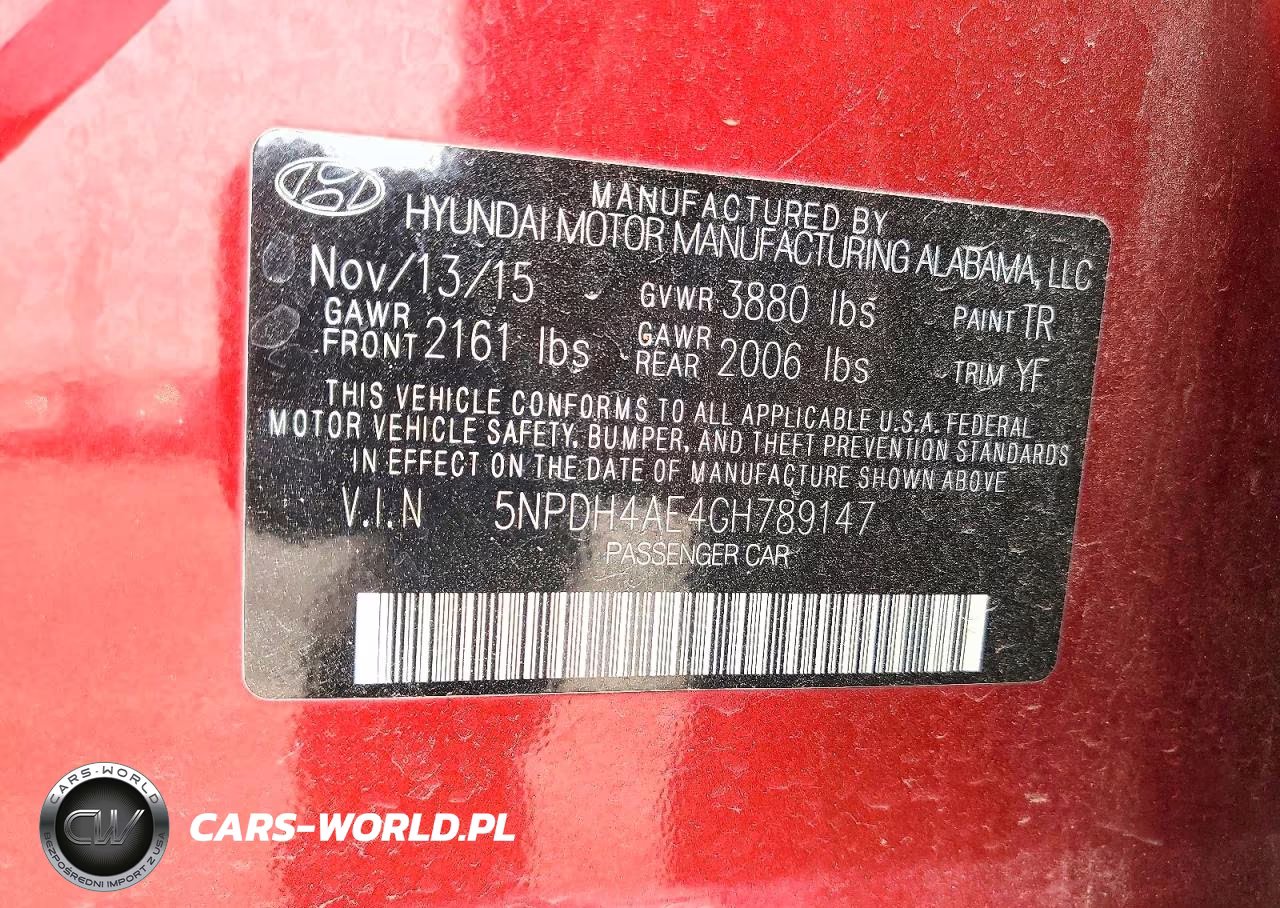 2016 Hyundai Elantra Se VIN:5NPDH4AE4GH789147 - 12