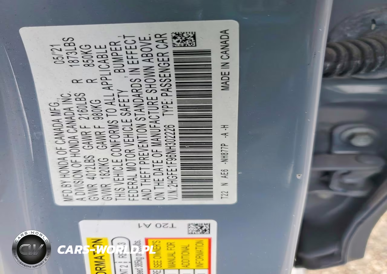 2022 Honda Civic Touring VIN:2HGFE1F96NH302226 - 13