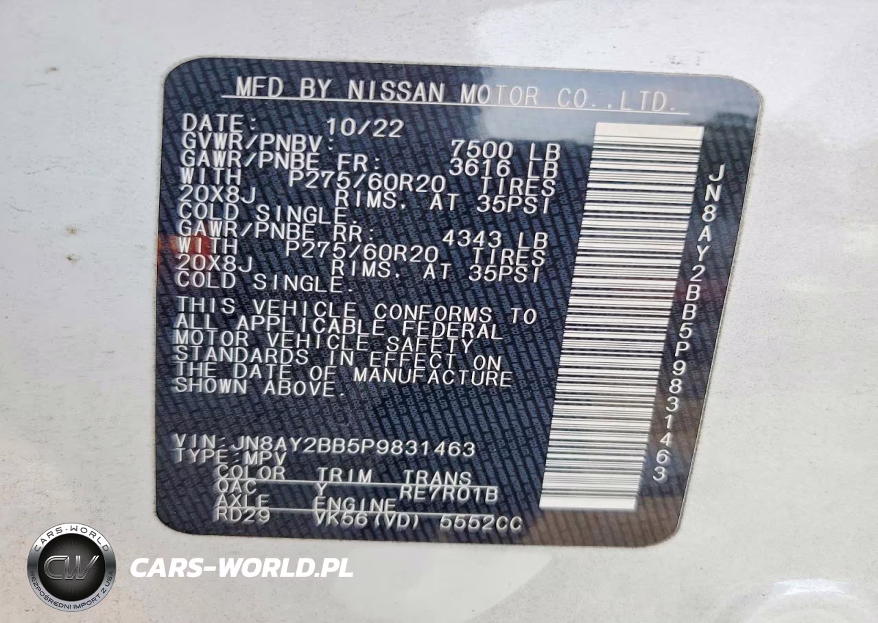 2023 Nissan Armada Sl VIN:JN8AY2BB5P9831463 - 12