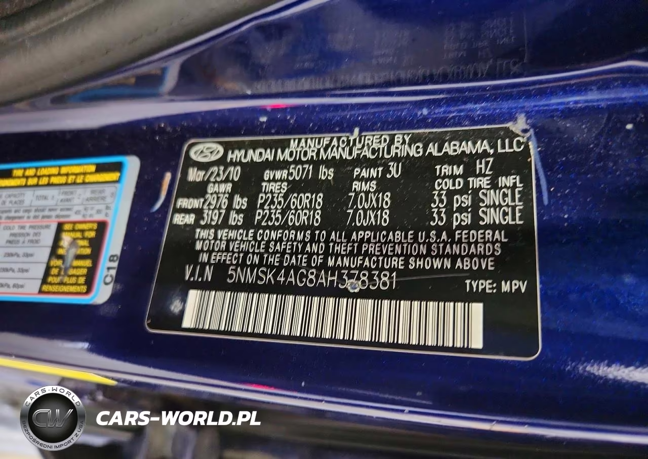2010 Hyundai Santa Fe Limited VIN:5NMSK4AG8AH378381 - 13