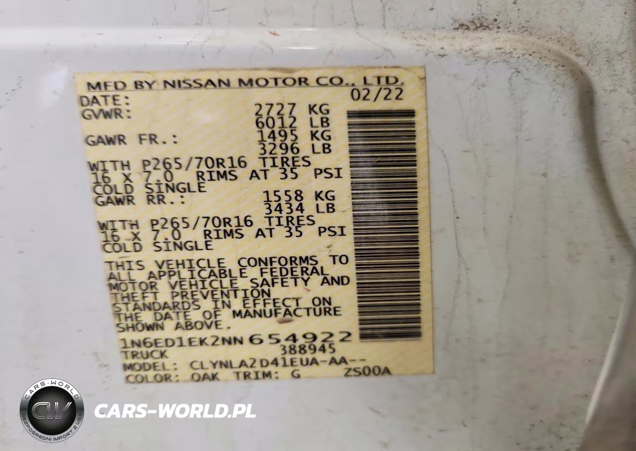 2022 Nissan Frontier S VIN:1N6ED1EK2NN654922 - 13