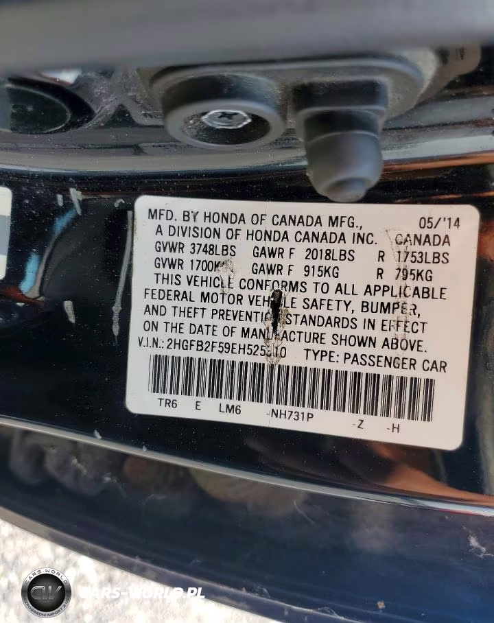 2014 Honda Civic Lx VIN:2HGFB2F59EH525310 - 12
